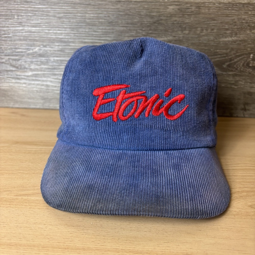 Vintage Etonic Hat Cap Snapback Blue Corduroy Trucker Adjustable